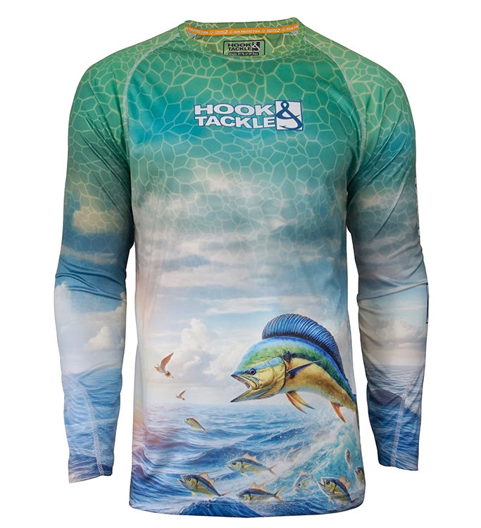 Men's Bull Dolphin L/S UV Fishing Shirt by Hook & Tackle