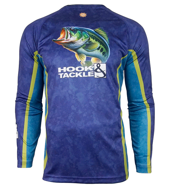 Men's Bass Camo L/S UV Fishing Shirt by Hook & Tackle