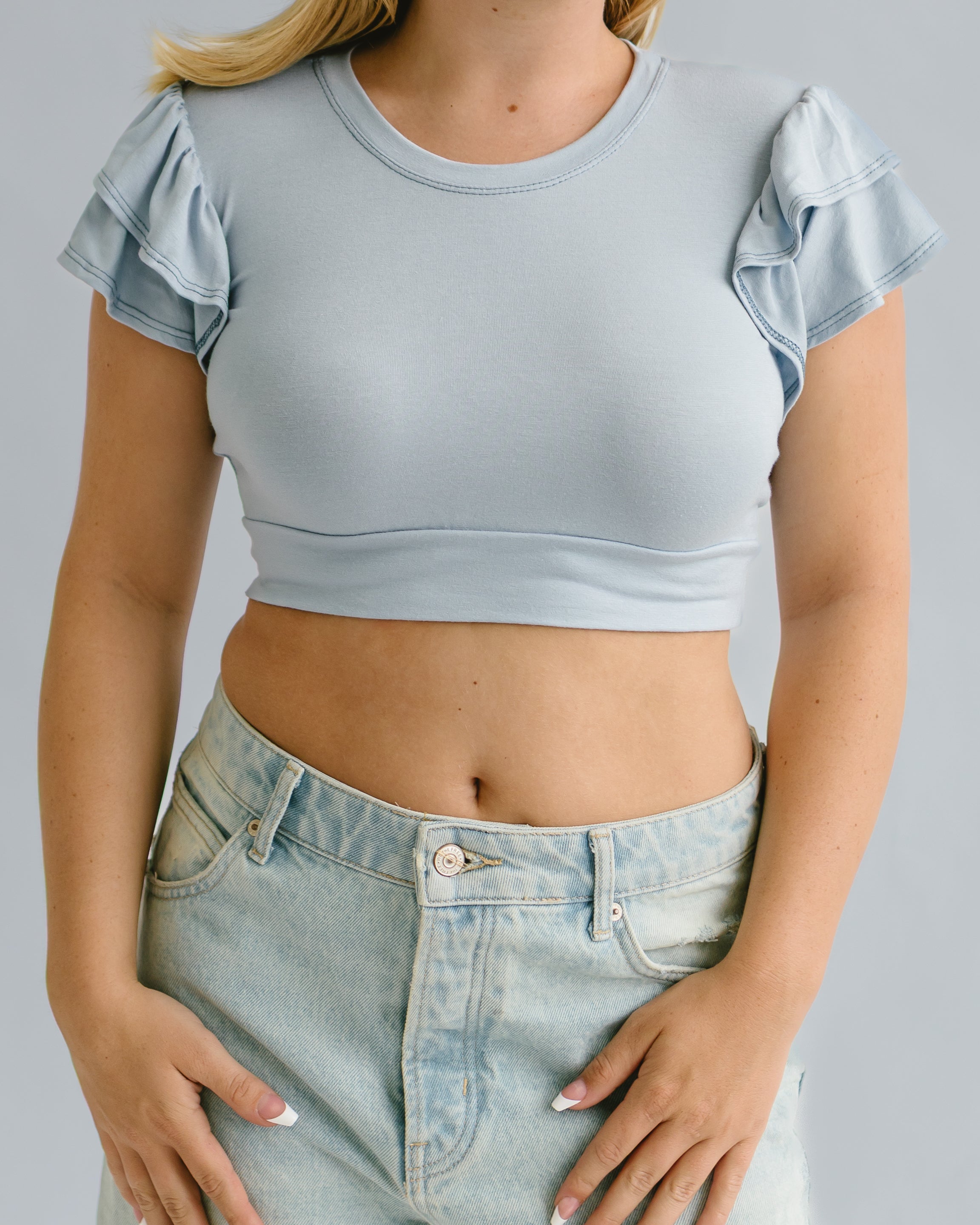Ruffle Sleeve Halftee by HALFTEE Layering Fashions