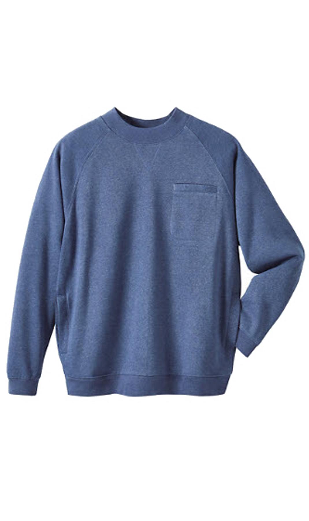 Mens 3-Pocket Fleece Sweatshirt with Raglan Seams, Chest Pocket and Tagless Neck by TURTLE BAY APPAREL