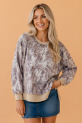 Camo Colorblock Trim Side Split Tunic Sweatshirt