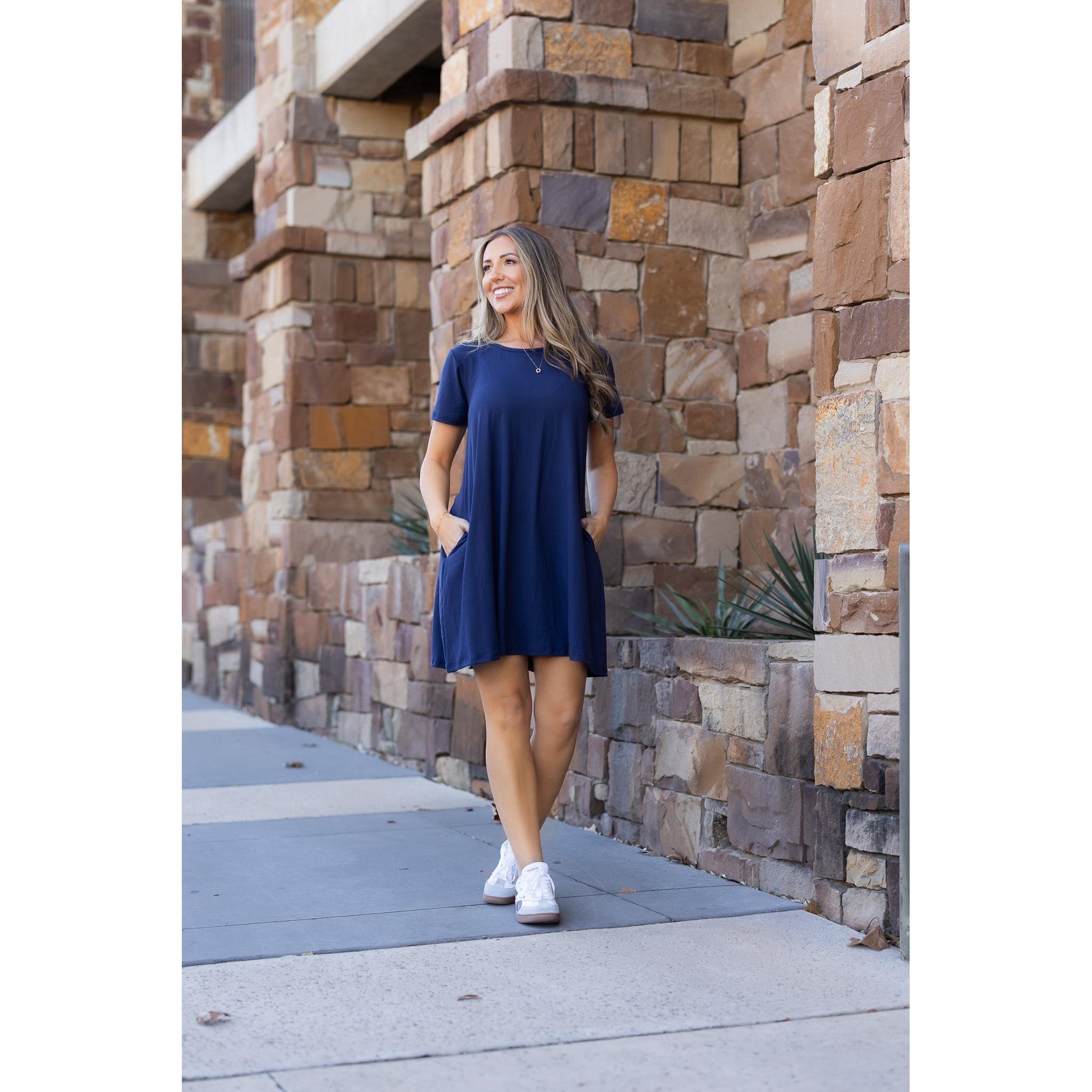 The Kacey - Navy Swing Dress by Julia Rose Collection