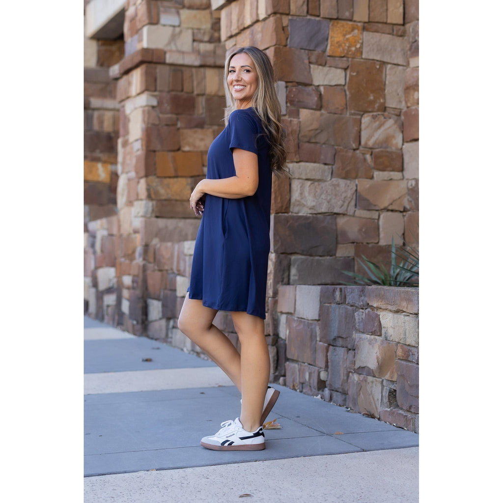 The Kacey - Navy Swing Dress by Julia Rose Collection