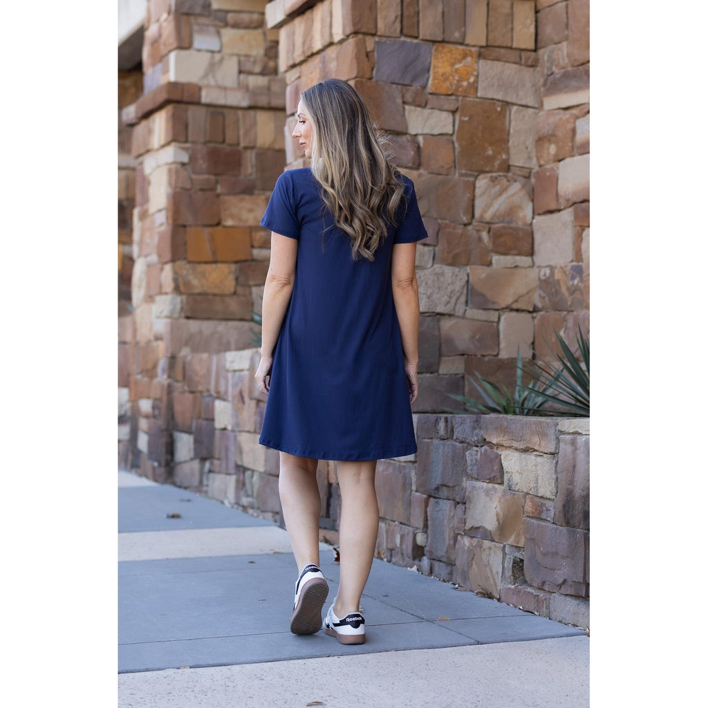 The Kacey - Navy Swing Dress by Julia Rose Collection