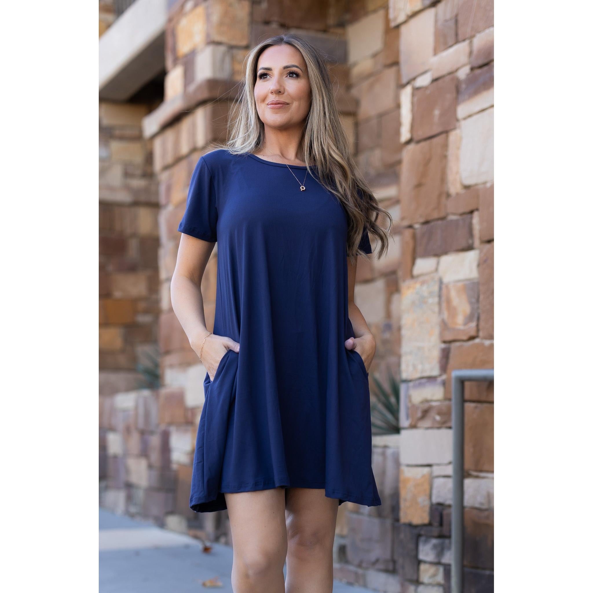 The Kacey - Navy Swing Dress by Julia Rose Collection