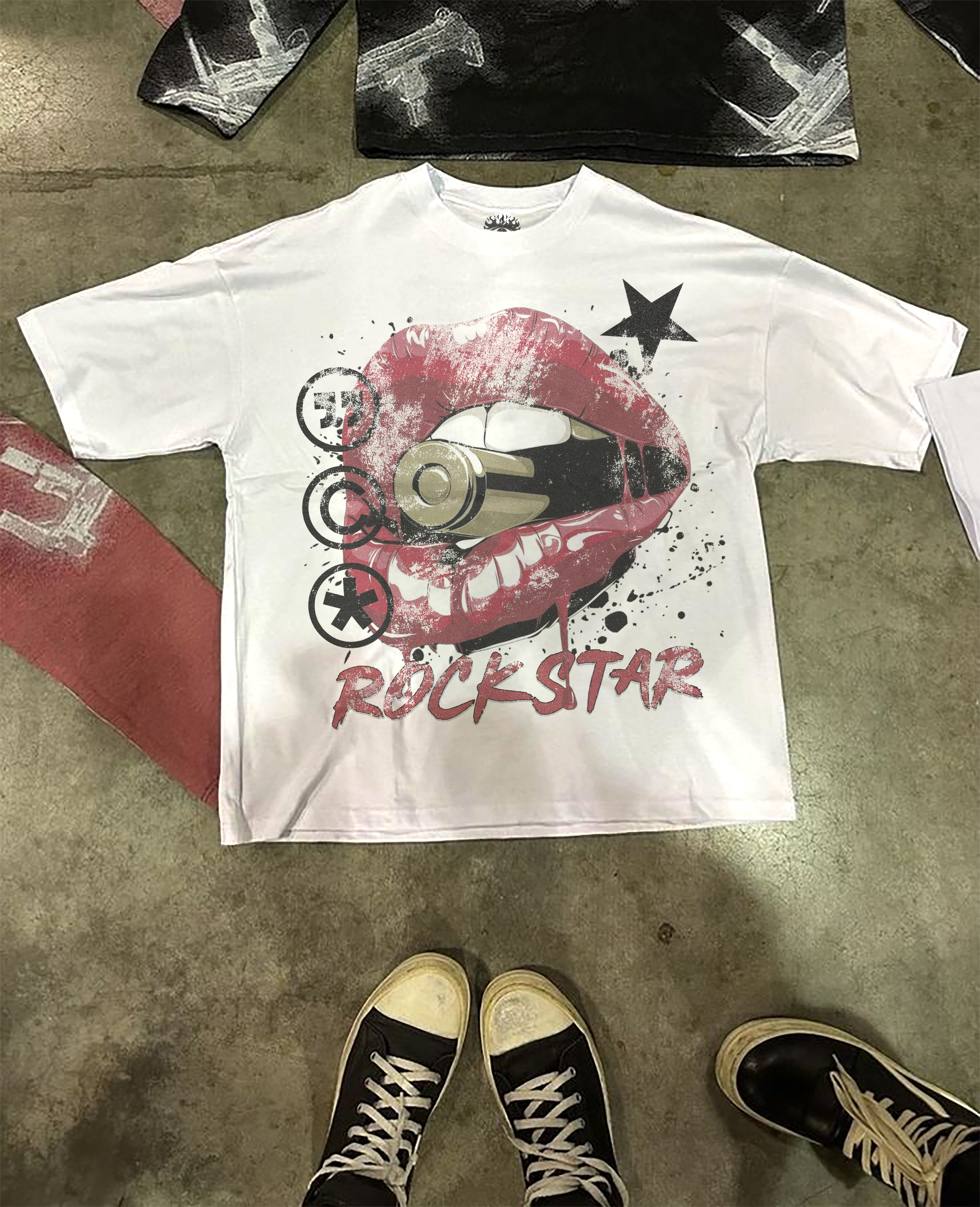 Rockstar Streetwear White Cotton Tee Casual Wardrobe Essential True To Size For Confident Everyday Style by ArnukiClothing