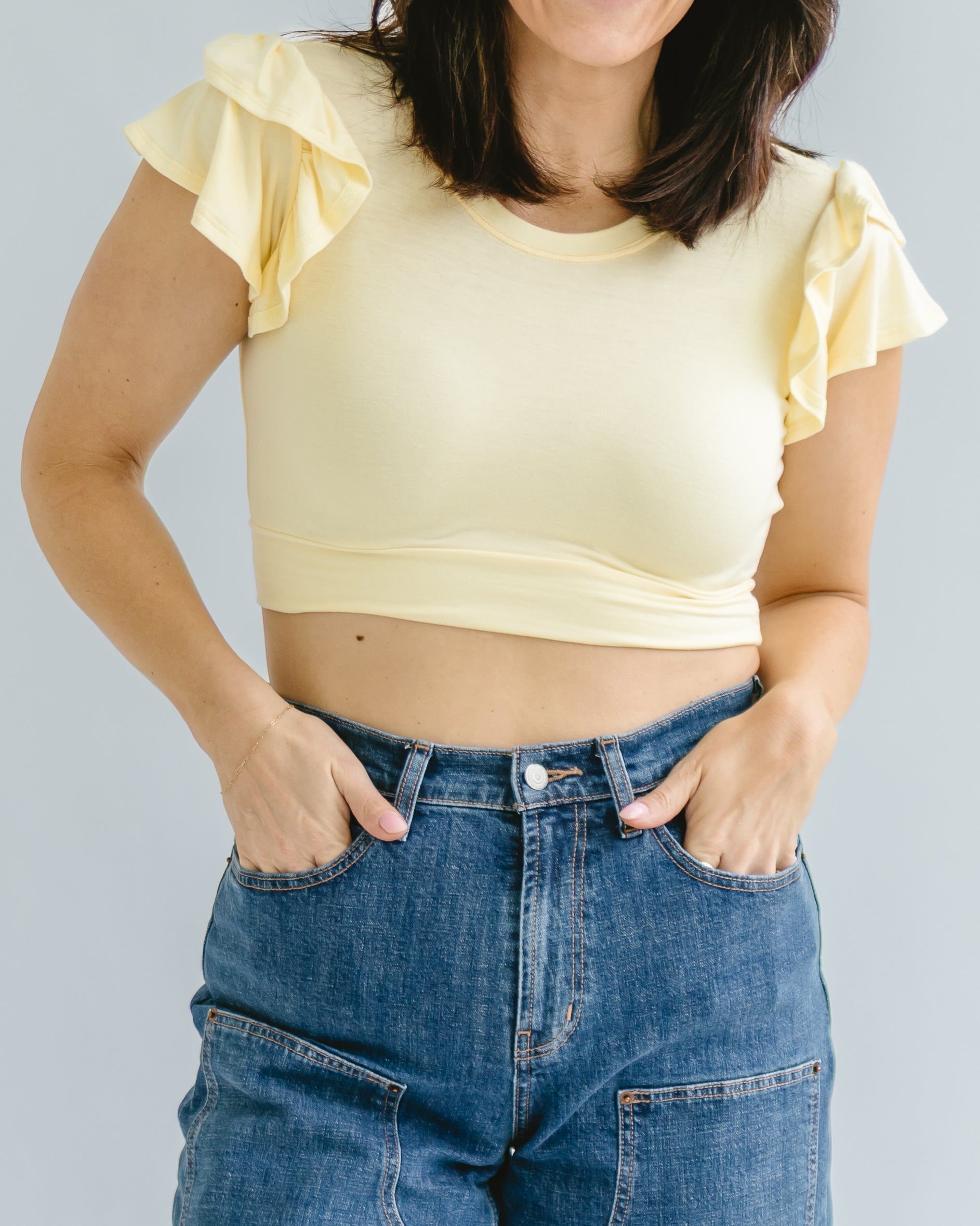Ruffle Sleeve Halftee by HALFTEE Layering Fashions