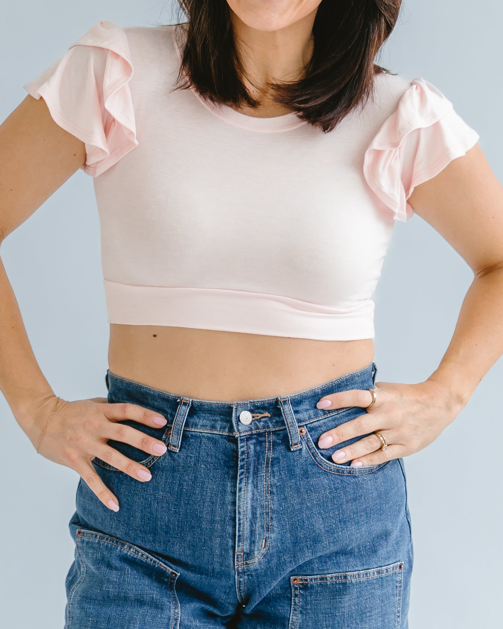 Ruffle Sleeve Halftee by HALFTEE Layering Fashions