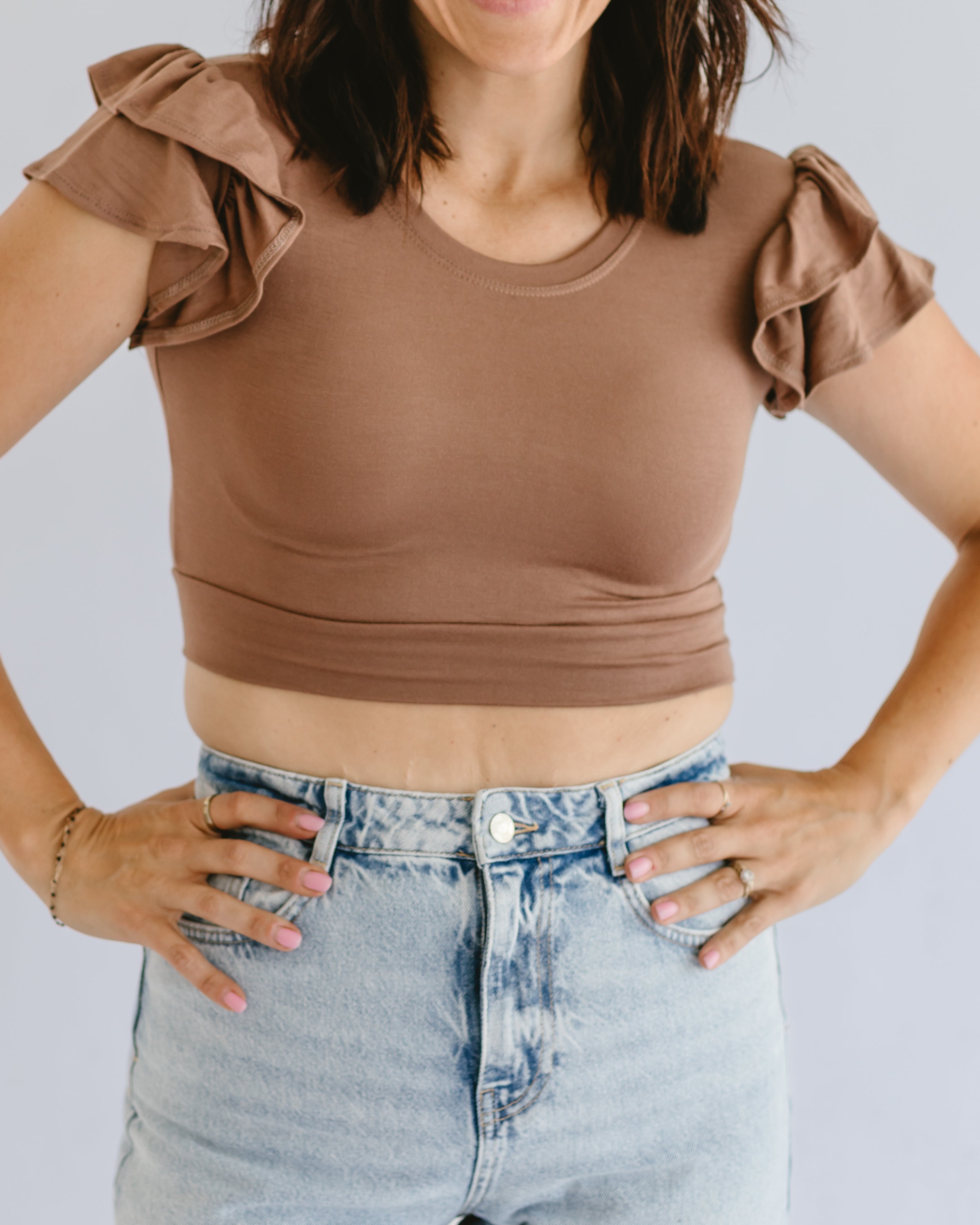 Ruffle Sleeve Halftee by HALFTEE Layering Fashions