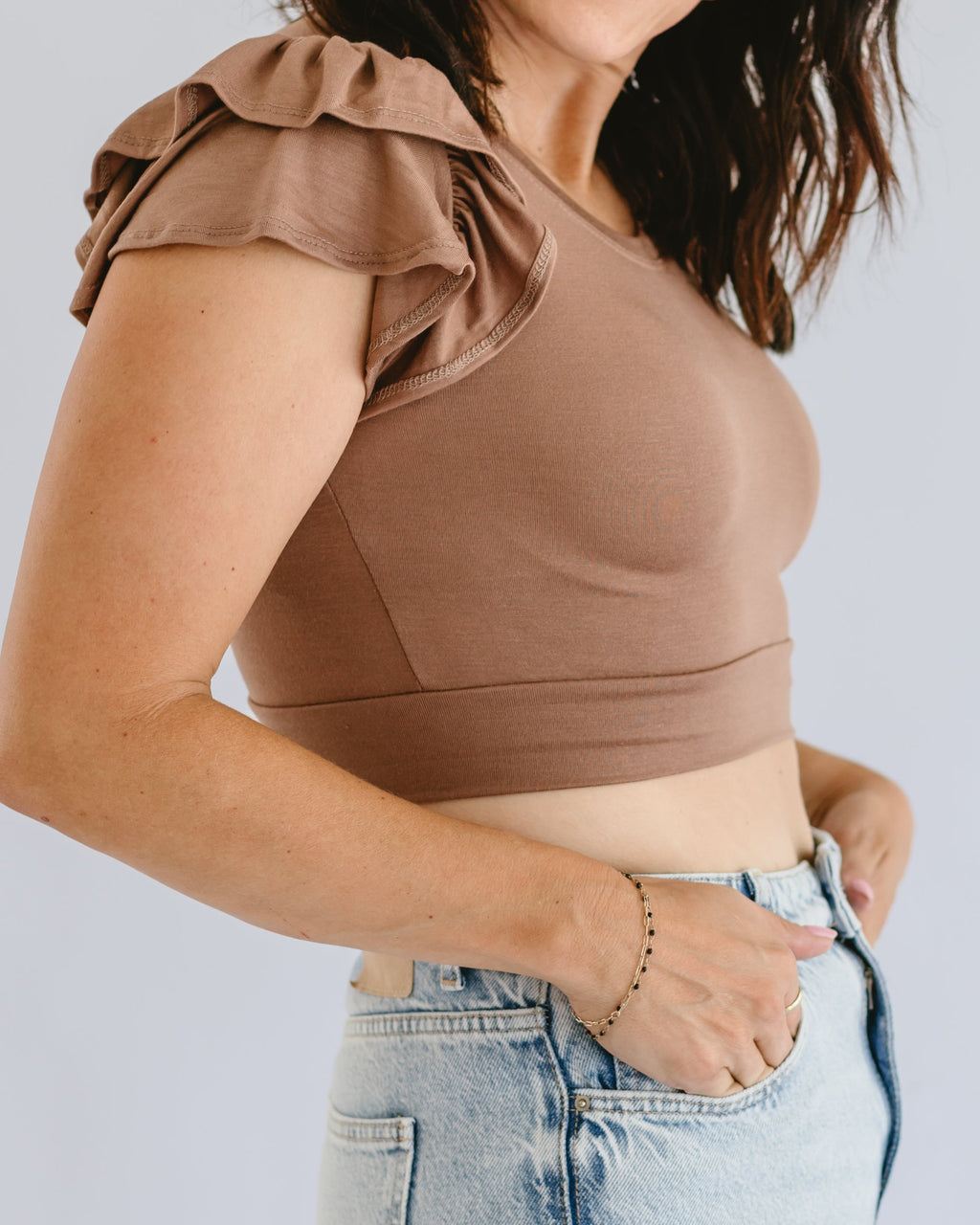 Ruffle Sleeve Halftee by HALFTEE Layering Fashions
