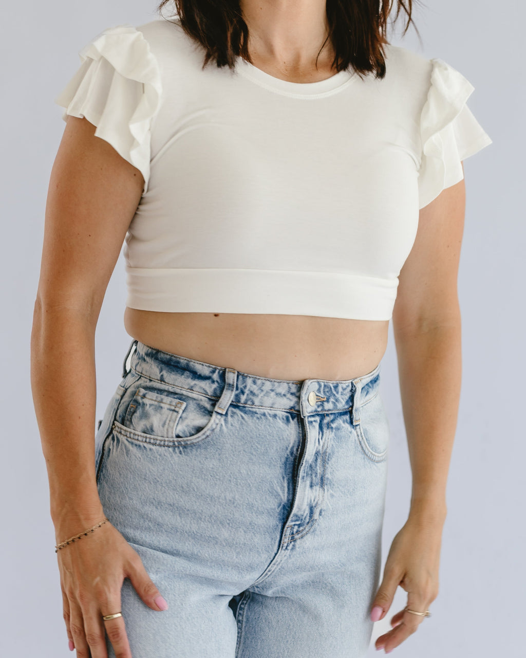 Ruffle Sleeve Halftee by HALFTEE Layering Fashions