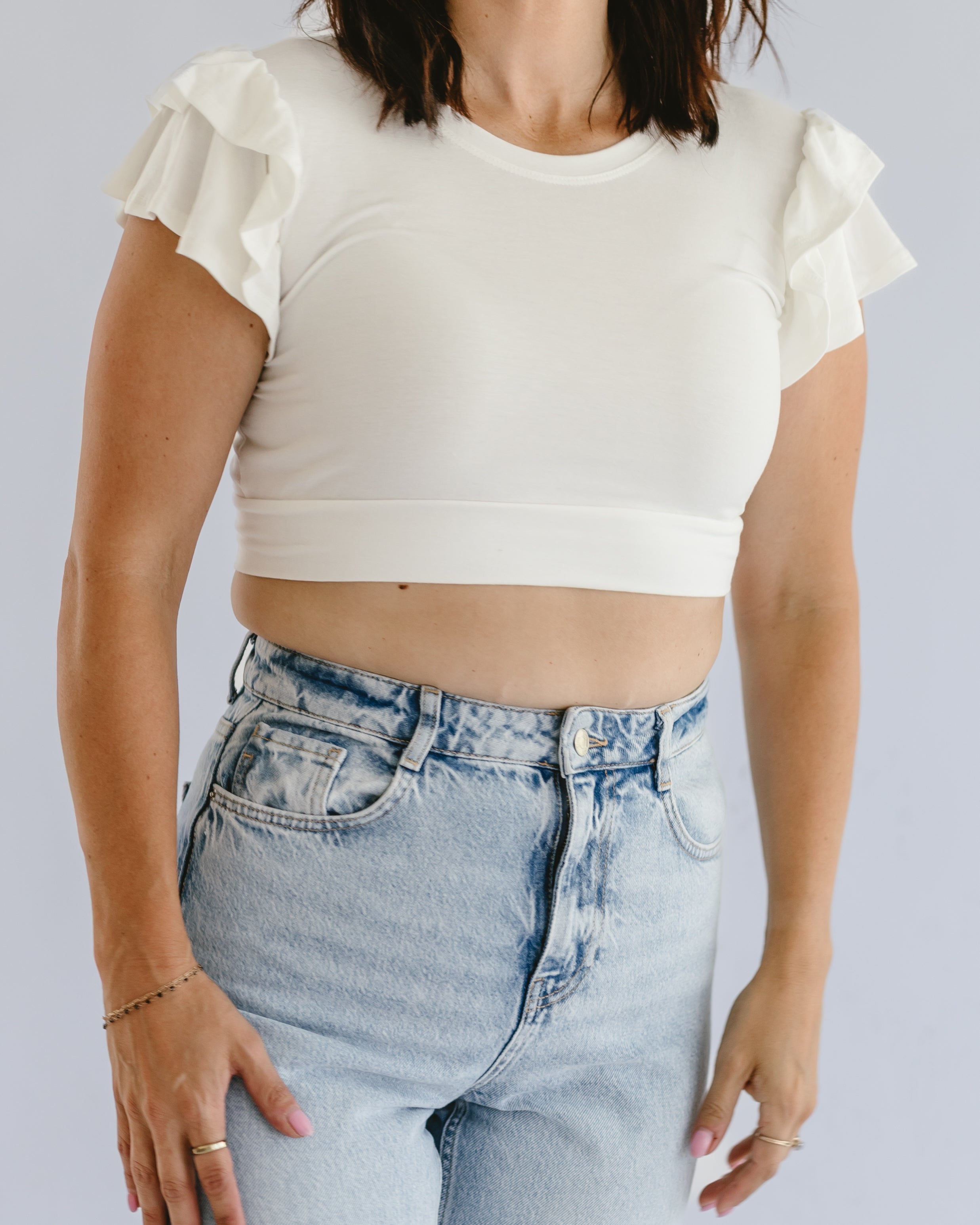 Ruffle Sleeve Halftee by HALFTEE Layering Fashions