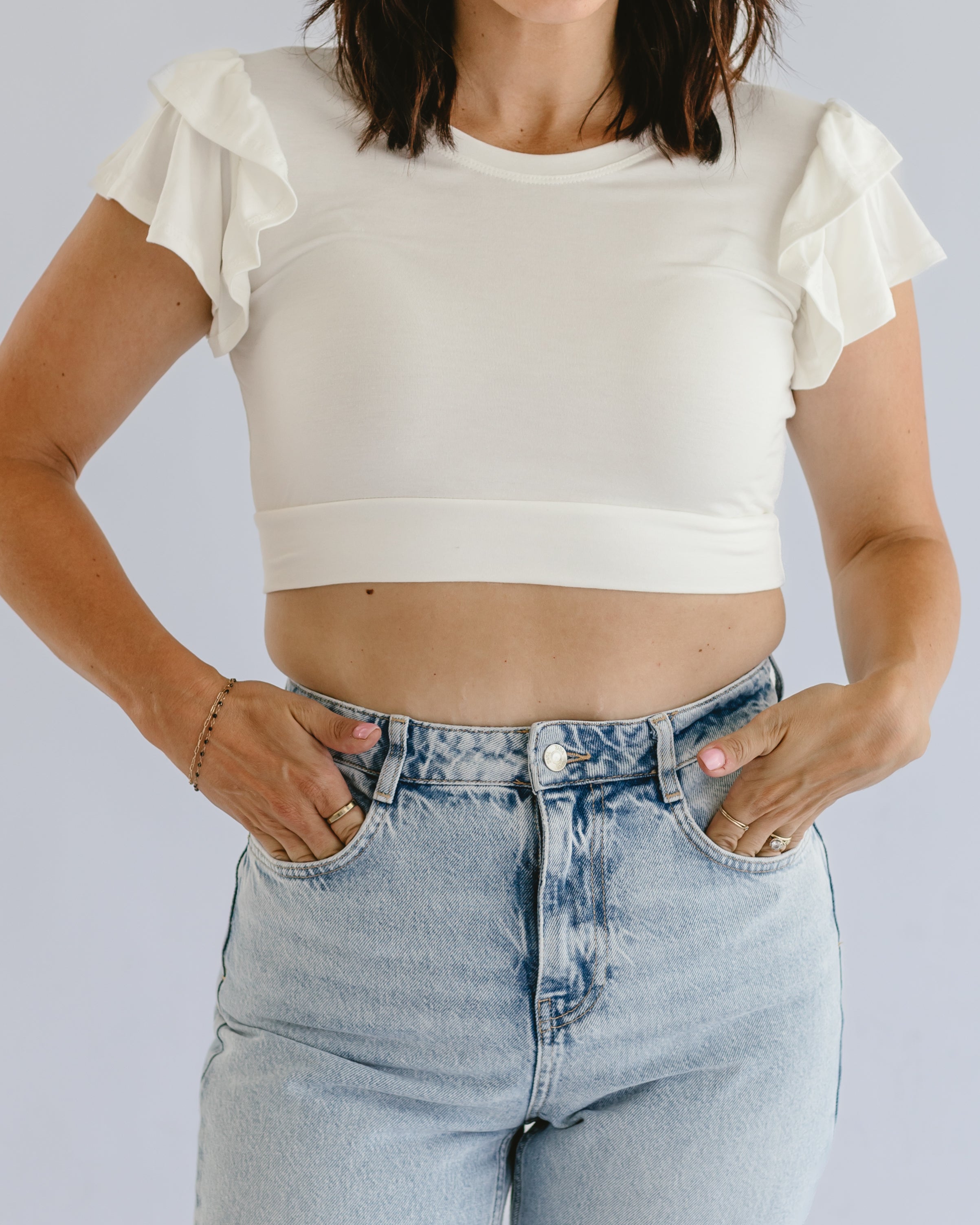 Ruffle Sleeve Halftee by HALFTEE Layering Fashions