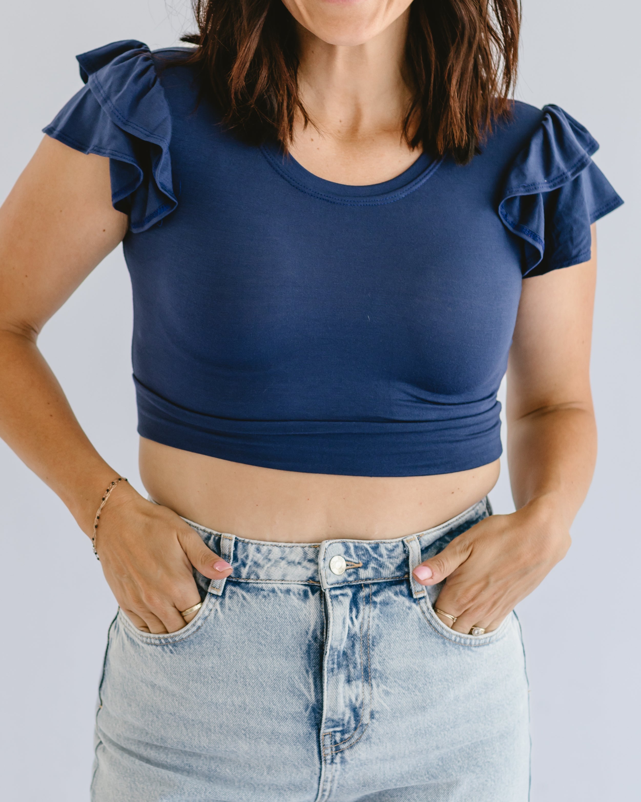 Ruffle Sleeve Halftee by HALFTEE Layering Fashions