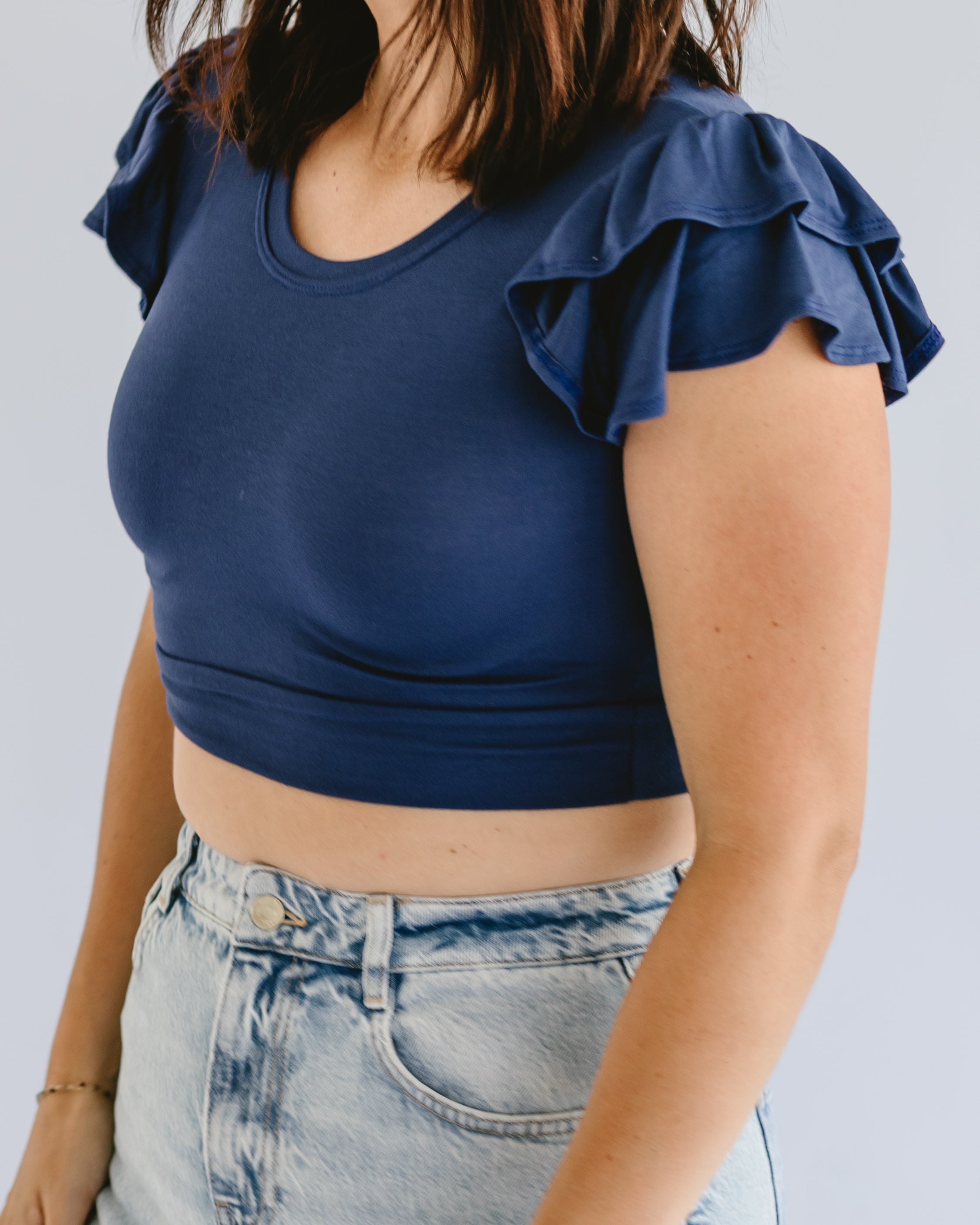 Ruffle Sleeve Halftee by HALFTEE Layering Fashions