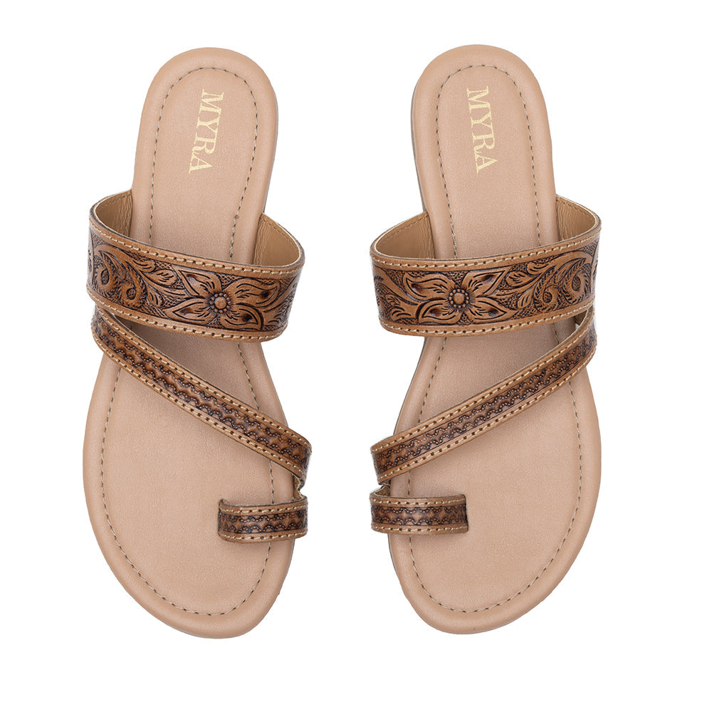Point Ridge Hand-tooled Sandals by Myra USA