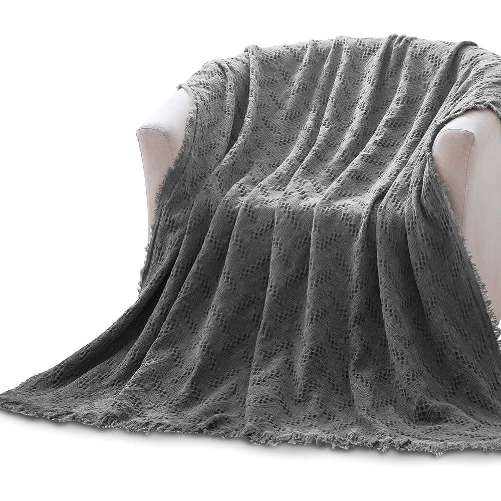 Kasentex 100% Cotton Soft Knitted Throw Blanket, Room Decor, Graduation Gifts, Fathers Day Gift, Mom Gift by Kasentex
