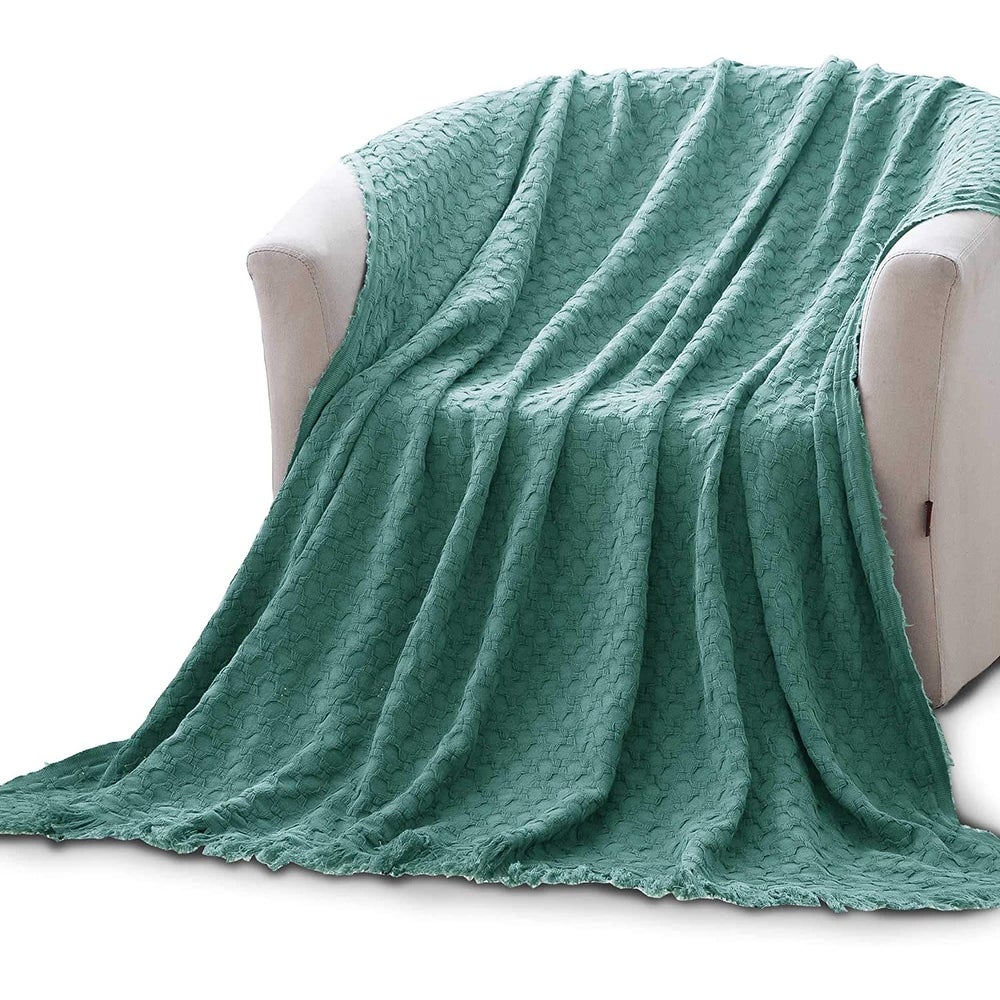 Kasentex 100% Cotton Soft Knitted Throw Blanket, Room Decor, Graduation Gifts, Fathers Day Gift, Mom Gift by Kasentex