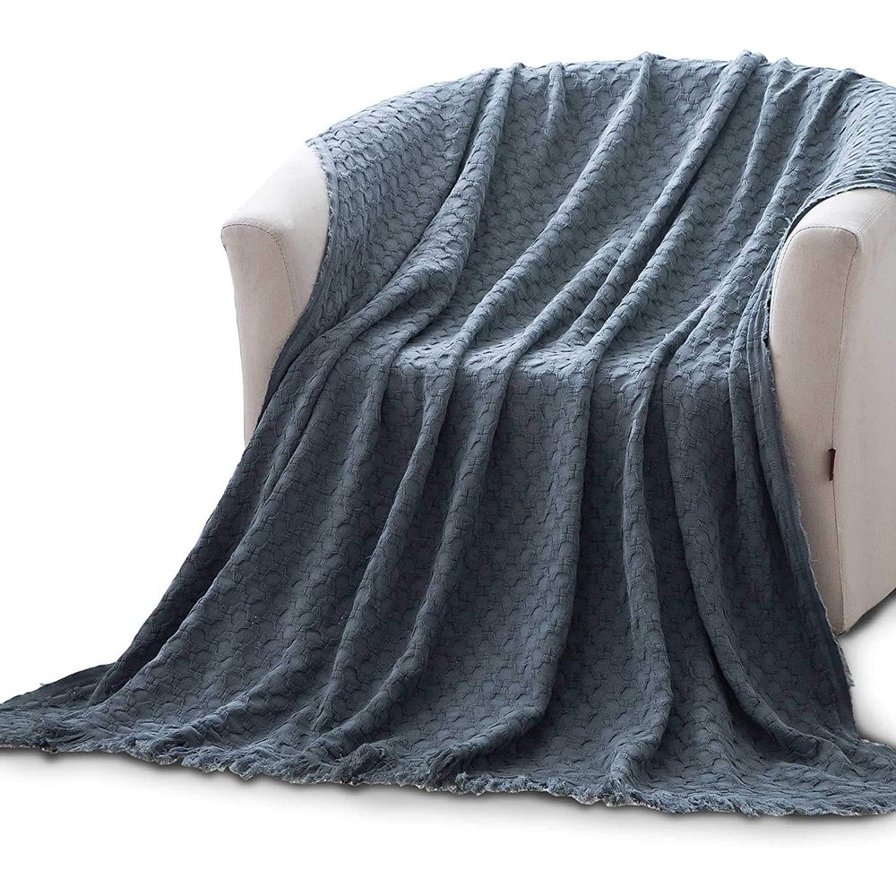 Kasentex 100% Cotton Soft Knitted Throw Blanket, Room Decor, Graduation Gifts, Fathers Day Gift, Mom Gift by Kasentex
