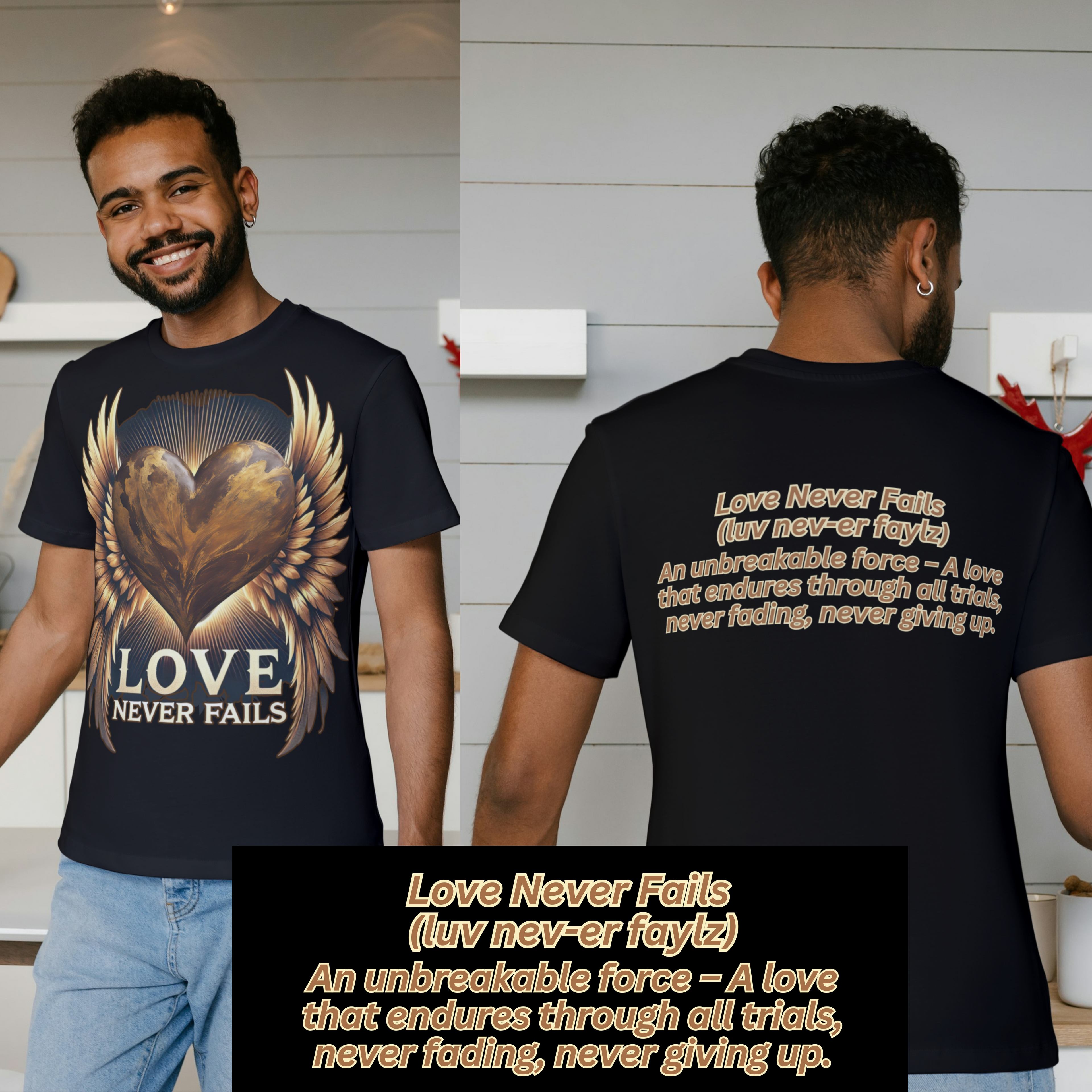 Love Never Fails | Winged Heart Tee | Faith, Love & Timeless Truth by Love & Lyrics Designs