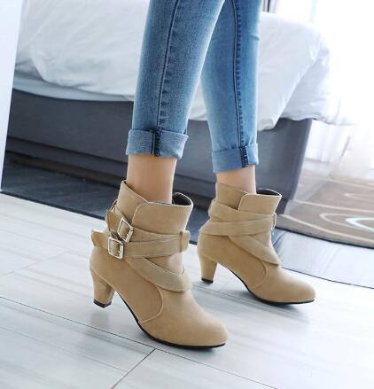 Women's Suede Platform Ankle Boots | Warm Zipper Martin Heels by Sarah Express
