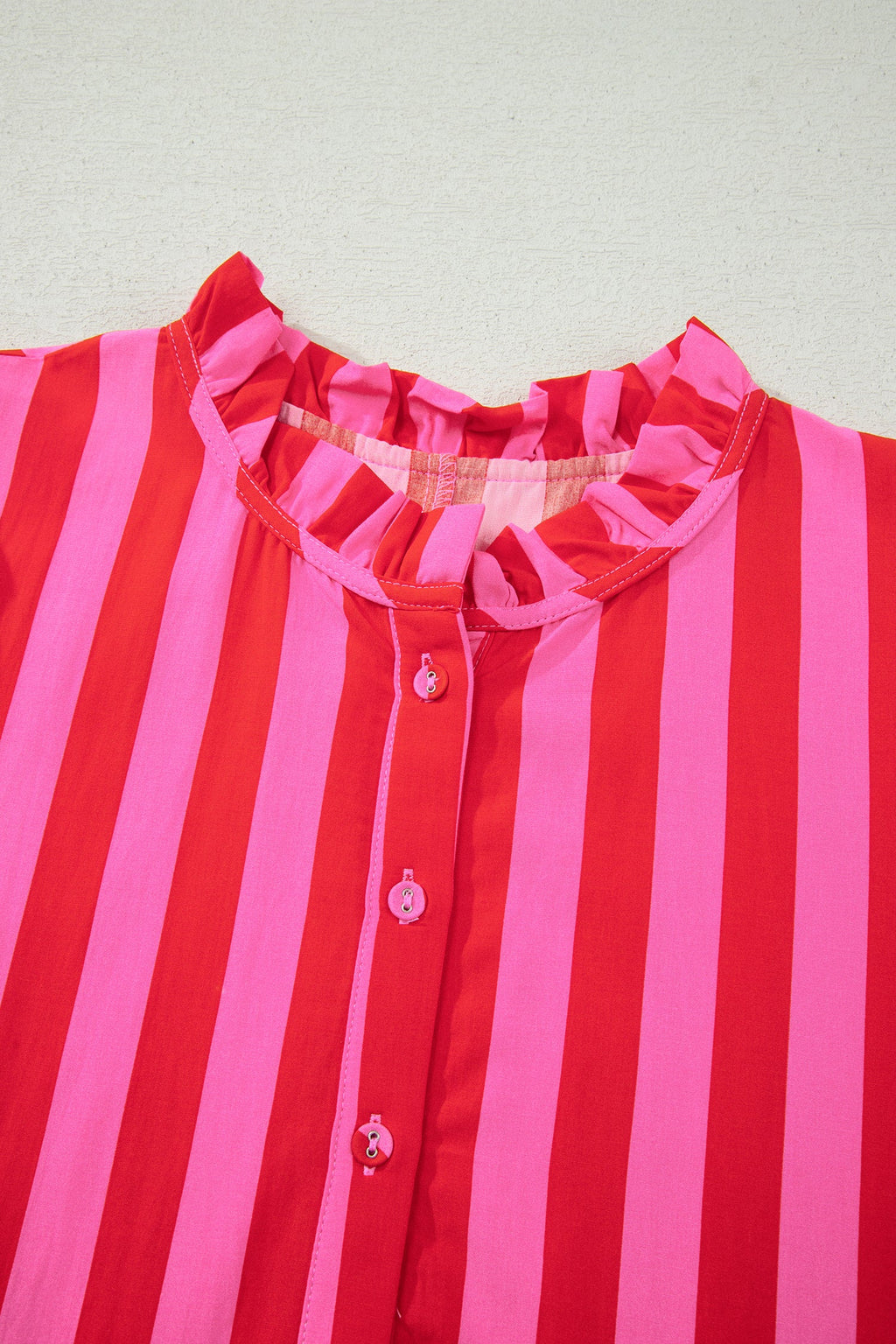 Plus Size Stripe Frilled Collar Button Mini Dress