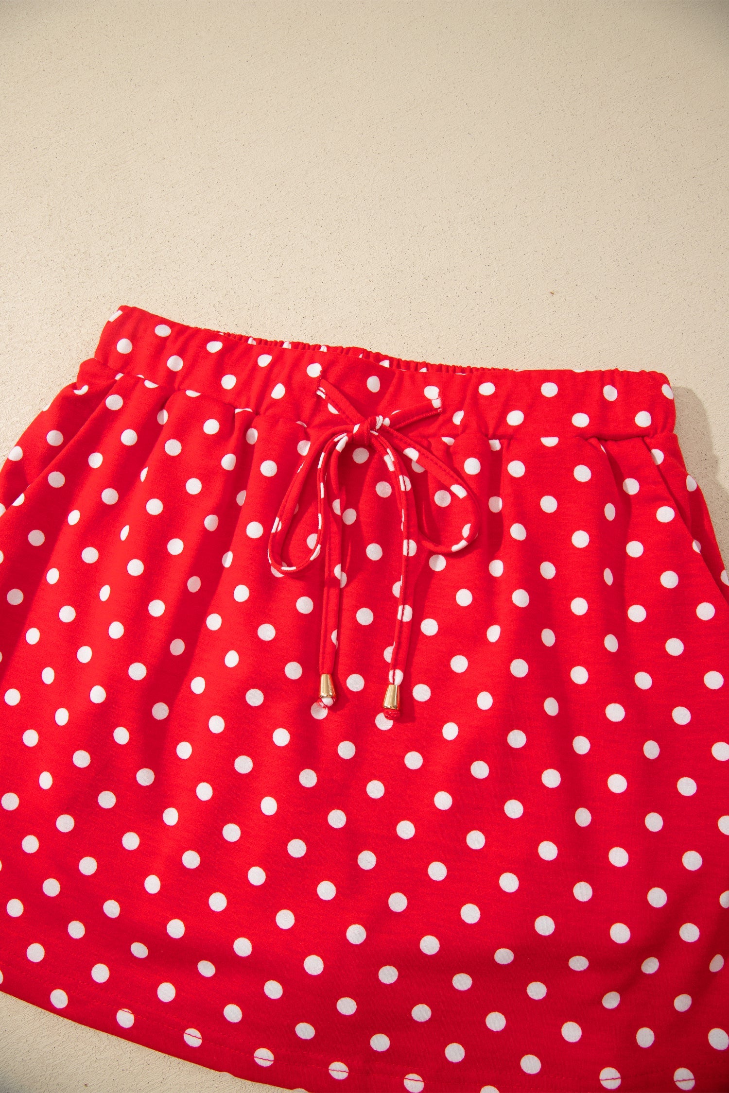 Polka Dot Drawstring Mini Skort