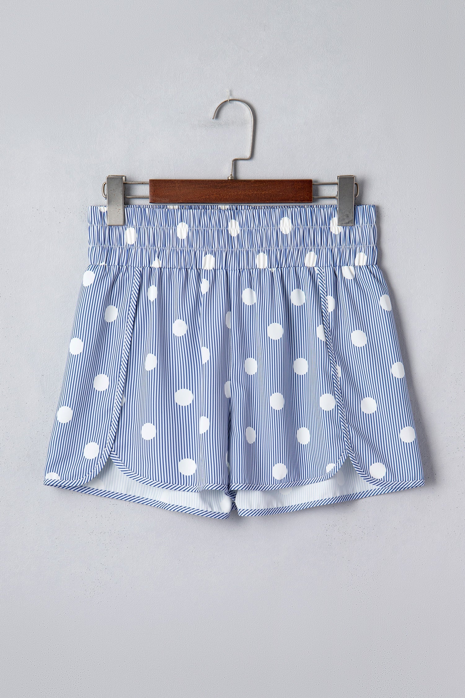 Polka Dot Shirred High Waist Shorts