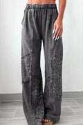 Leopard Patchwork Mineral Wash High Waist Pants