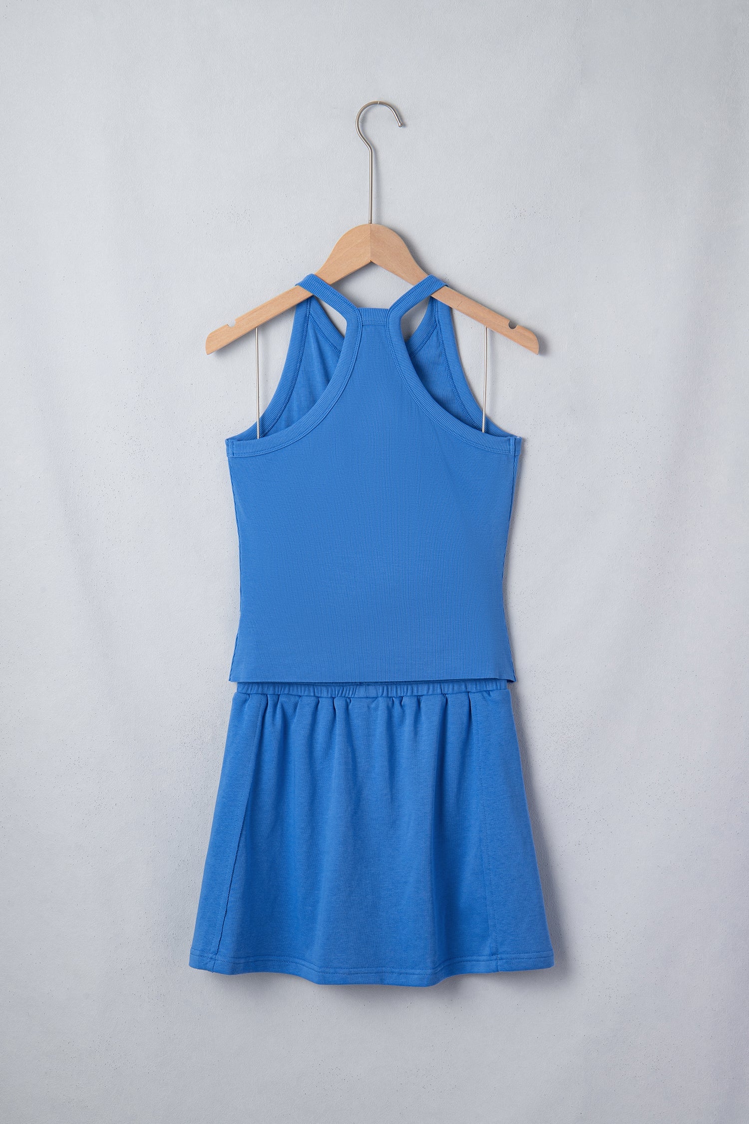 Solid Tank Top and Elastic Waist Mini Skort Set