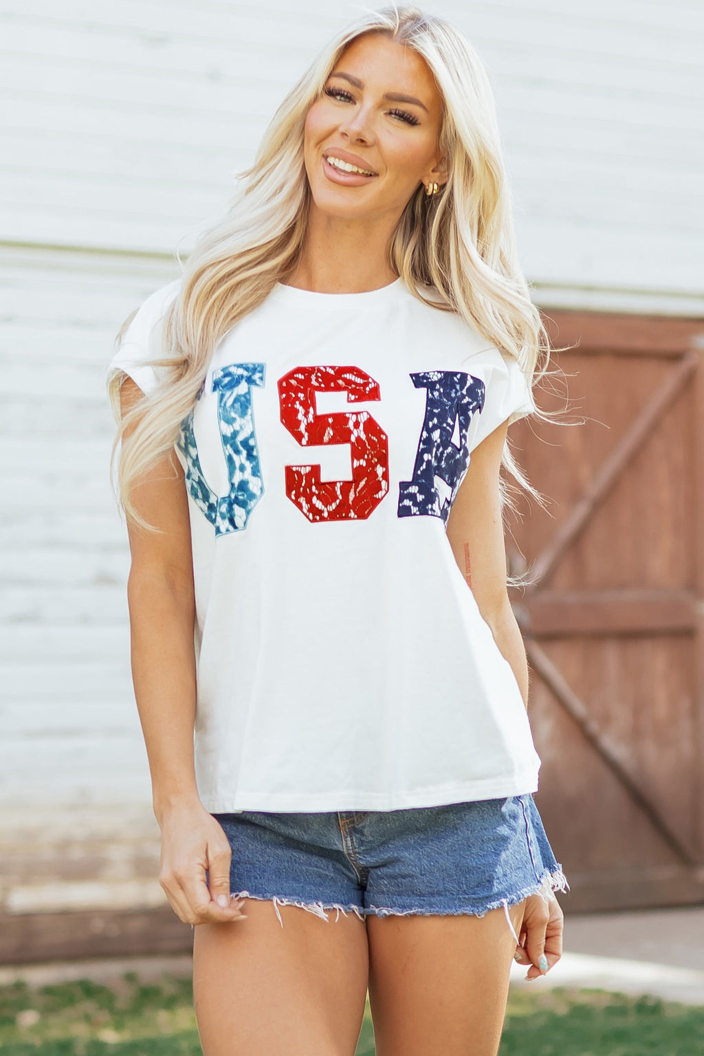 USA Colorblock Letter Dolman Sleeve Tee