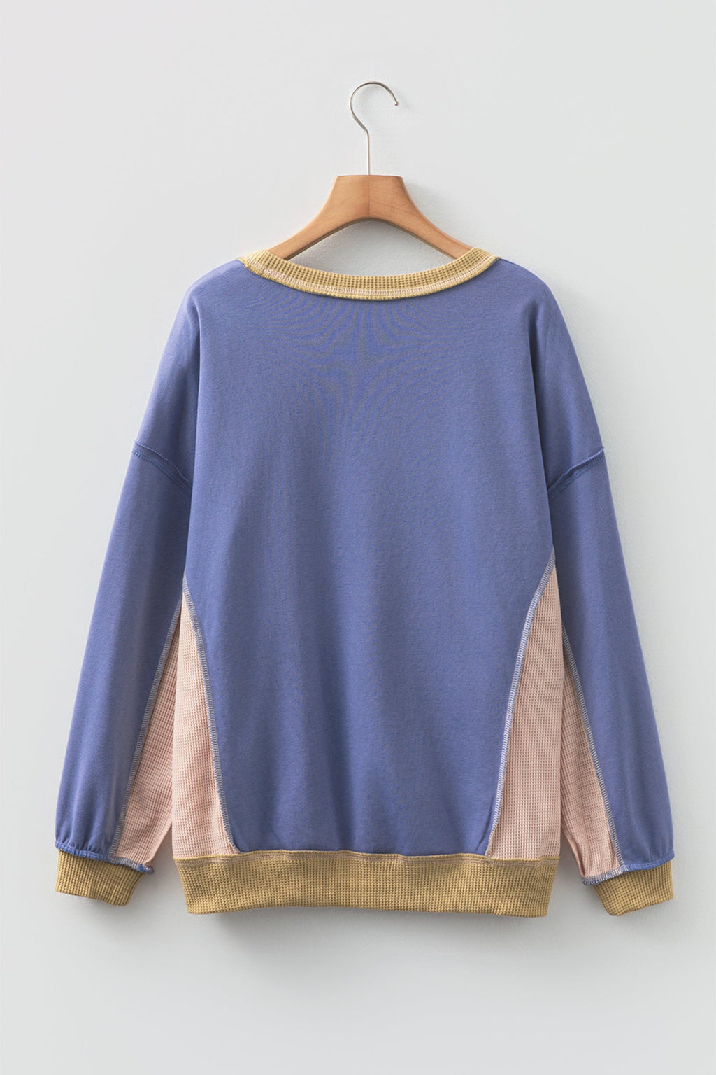 Colorblock Waffle Patchwork Oversize Sweatshirt