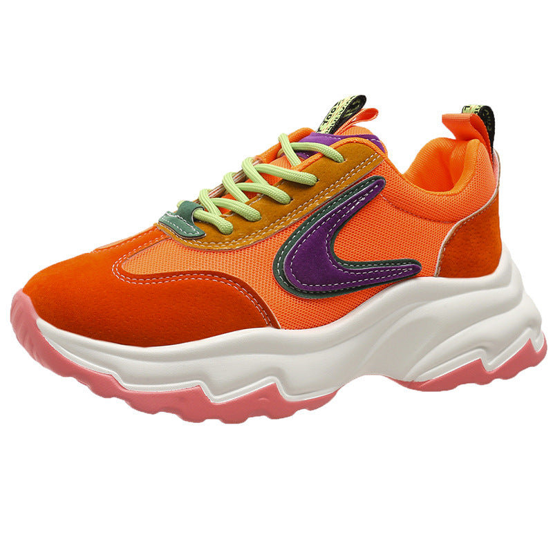 Women's Mixed-Color Lace-Up Sneakers | Mesh Breathable Lightweight Platform Running Shoes by Sarah Express