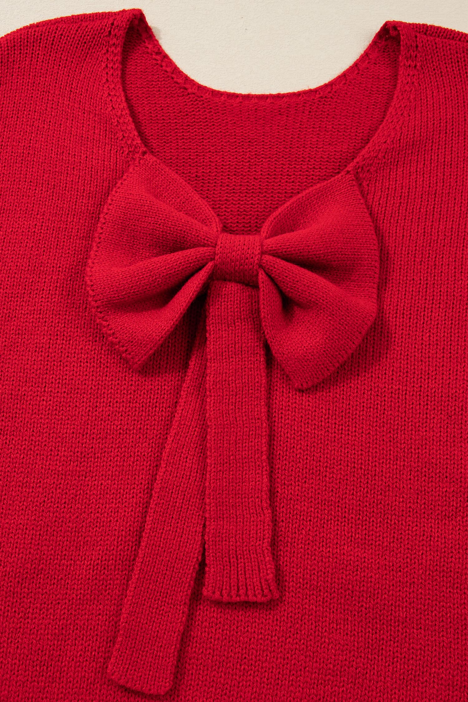 Bow Tie Backless Bubble Sleeve Sweater