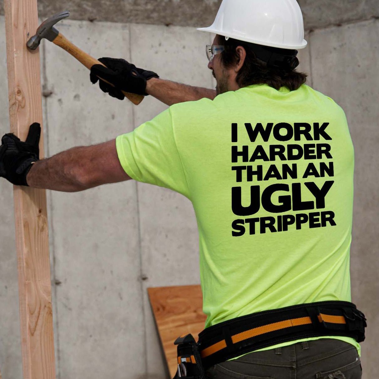 Work Harder - Safety Yellow T-Shirt by Armed American Supply