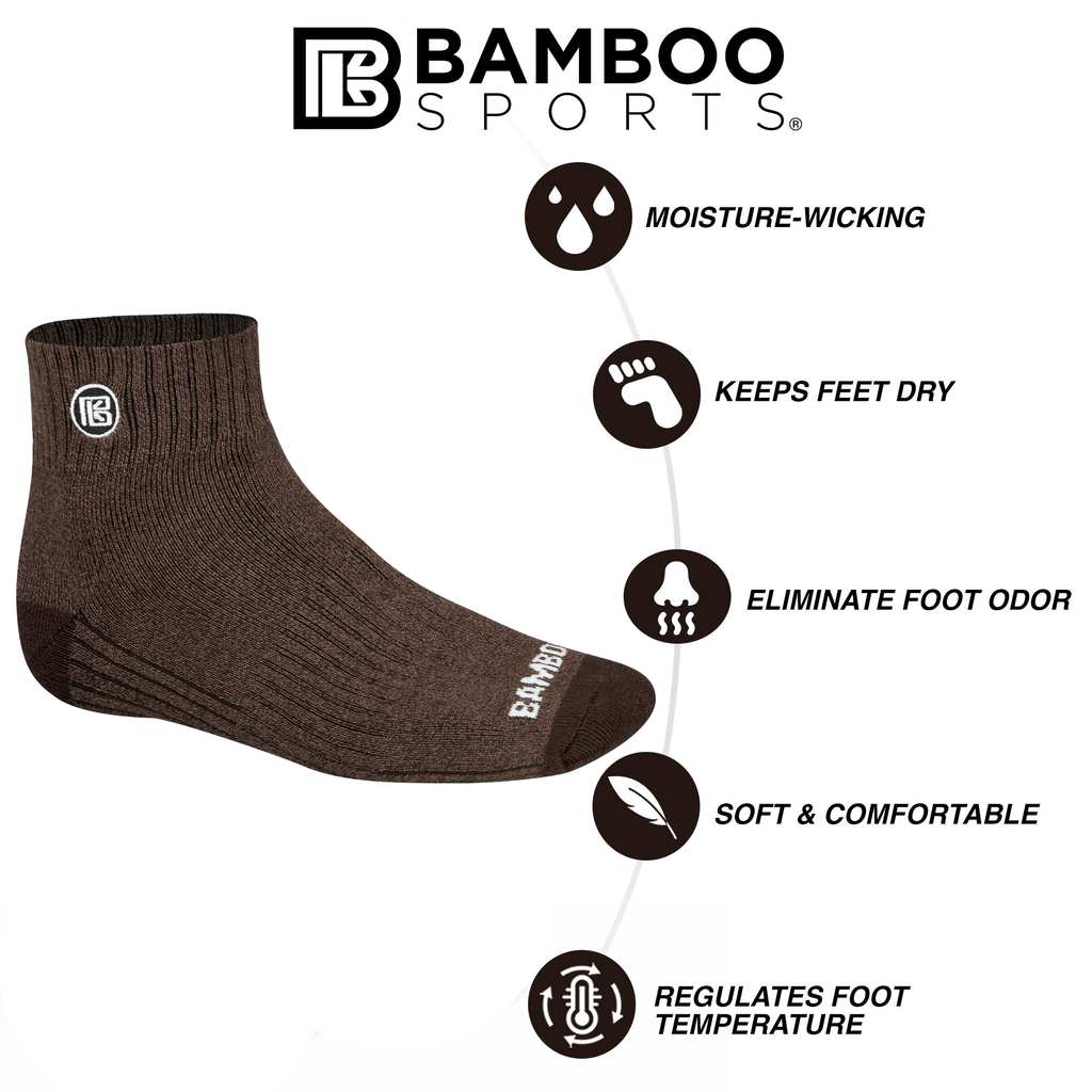 Premium Bamboo Rayon Quarter High Crew Socks by Bamboo Sports