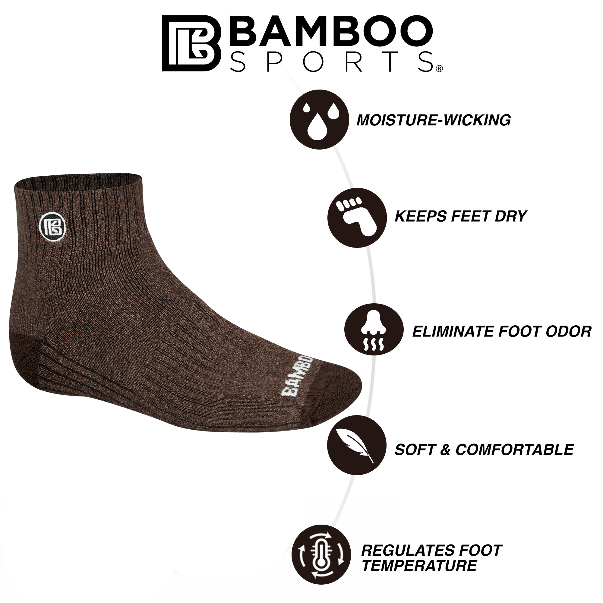 Premium Bamboo Rayon Quarter High Crew Socks by Bamboo Sports