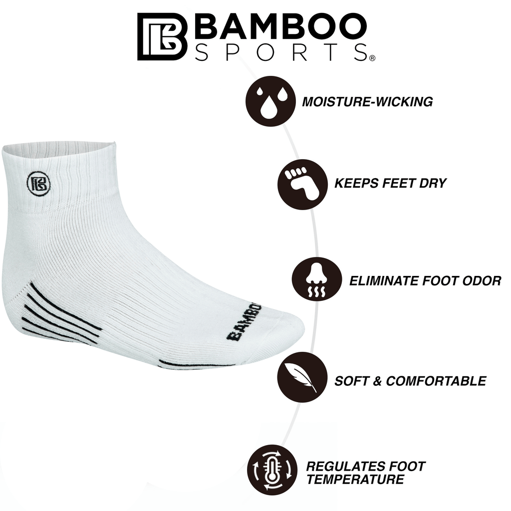 Premium Bamboo Rayon Quarter High Crew Socks by Bamboo Sports