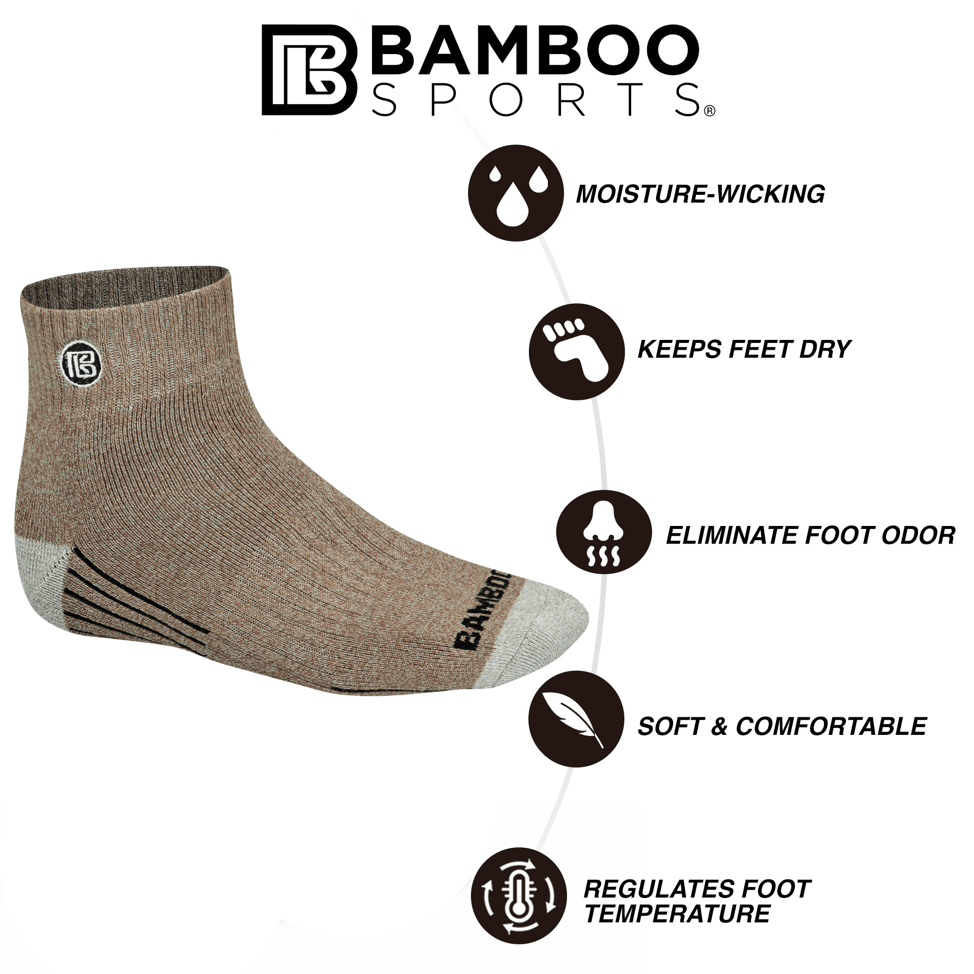 Premium Bamboo Rayon Quarter High Crew Socks by Bamboo Sports