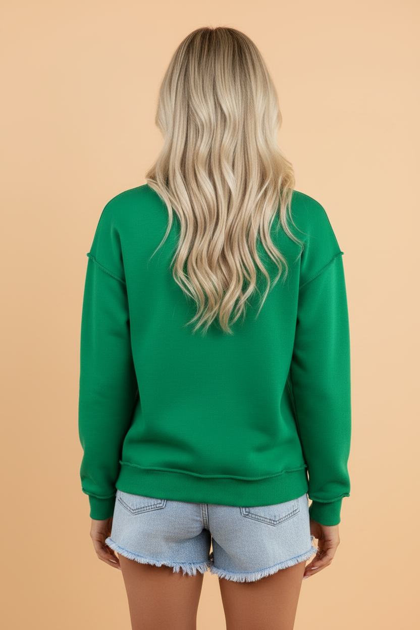 Reversible Mock Neck Oversize Drop Shoulder Sweatshirt