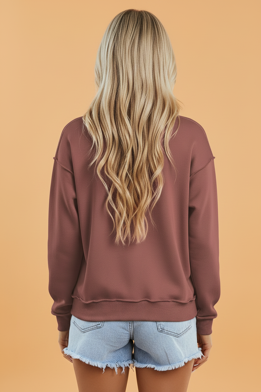 Solid Reversible Mock Neck Oversized Sweatshirt