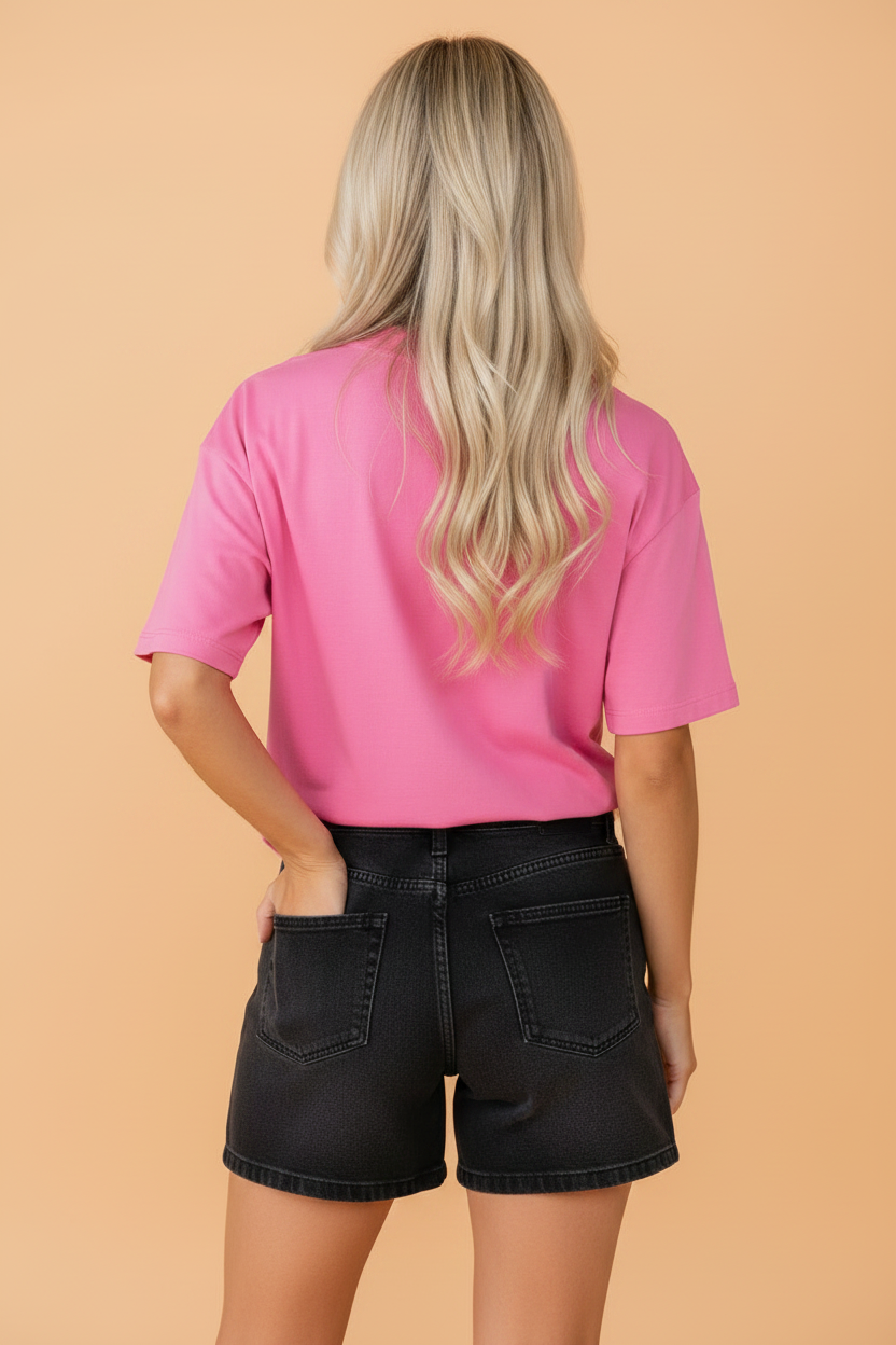 Oversized Solid Color High Neck Tee