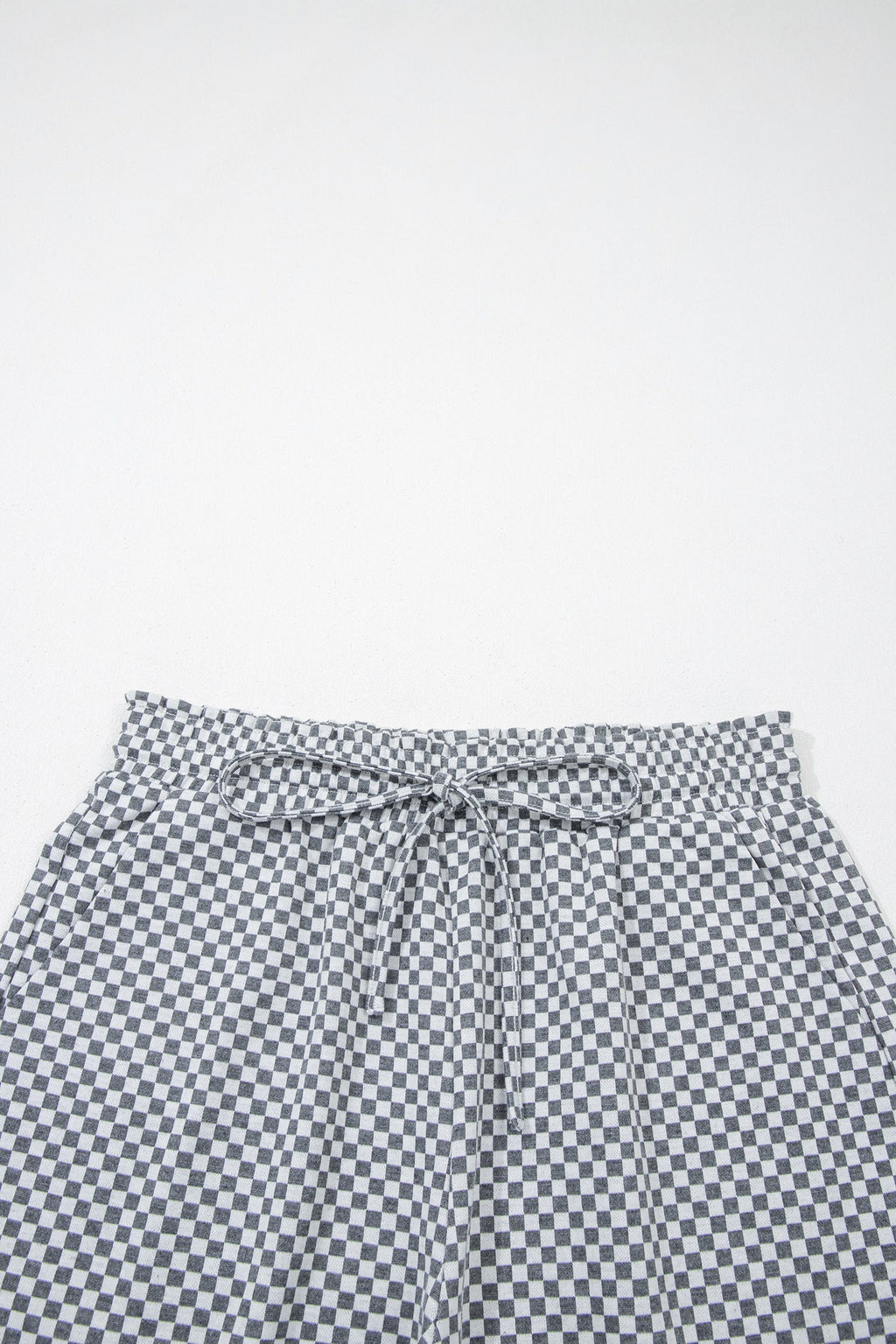 Checker Drawstring Elastic Waist Pocketed Shorts