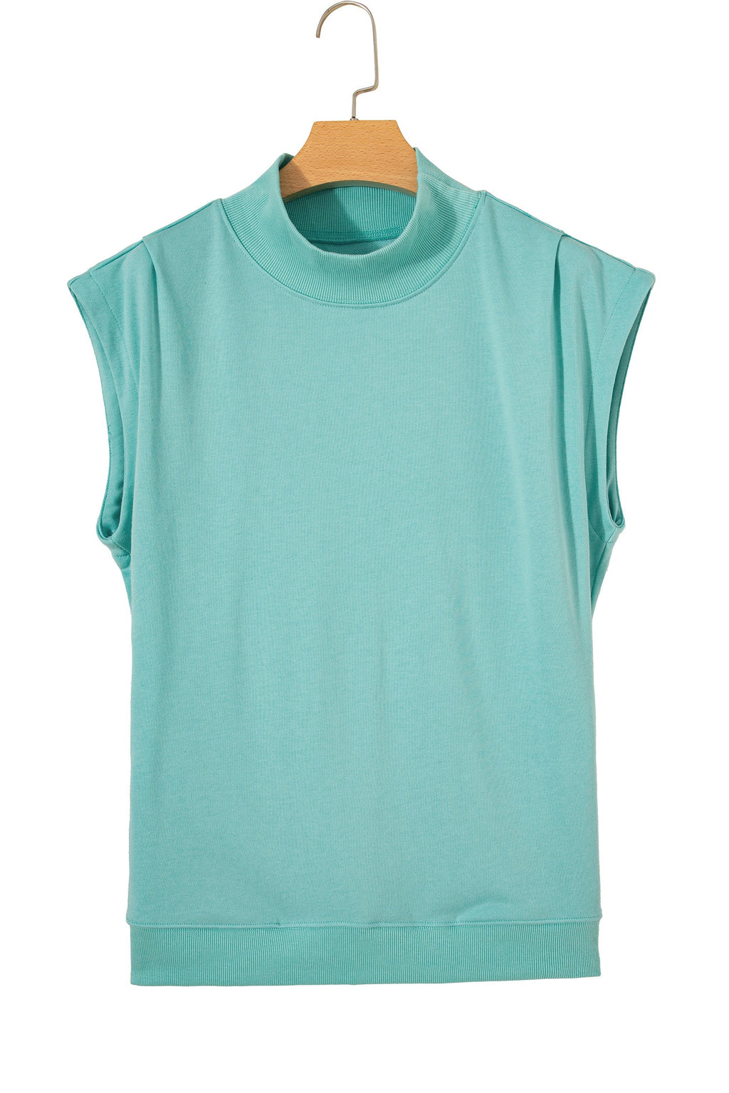 Solid Mock Neck Cap Sleeve Oversized Top