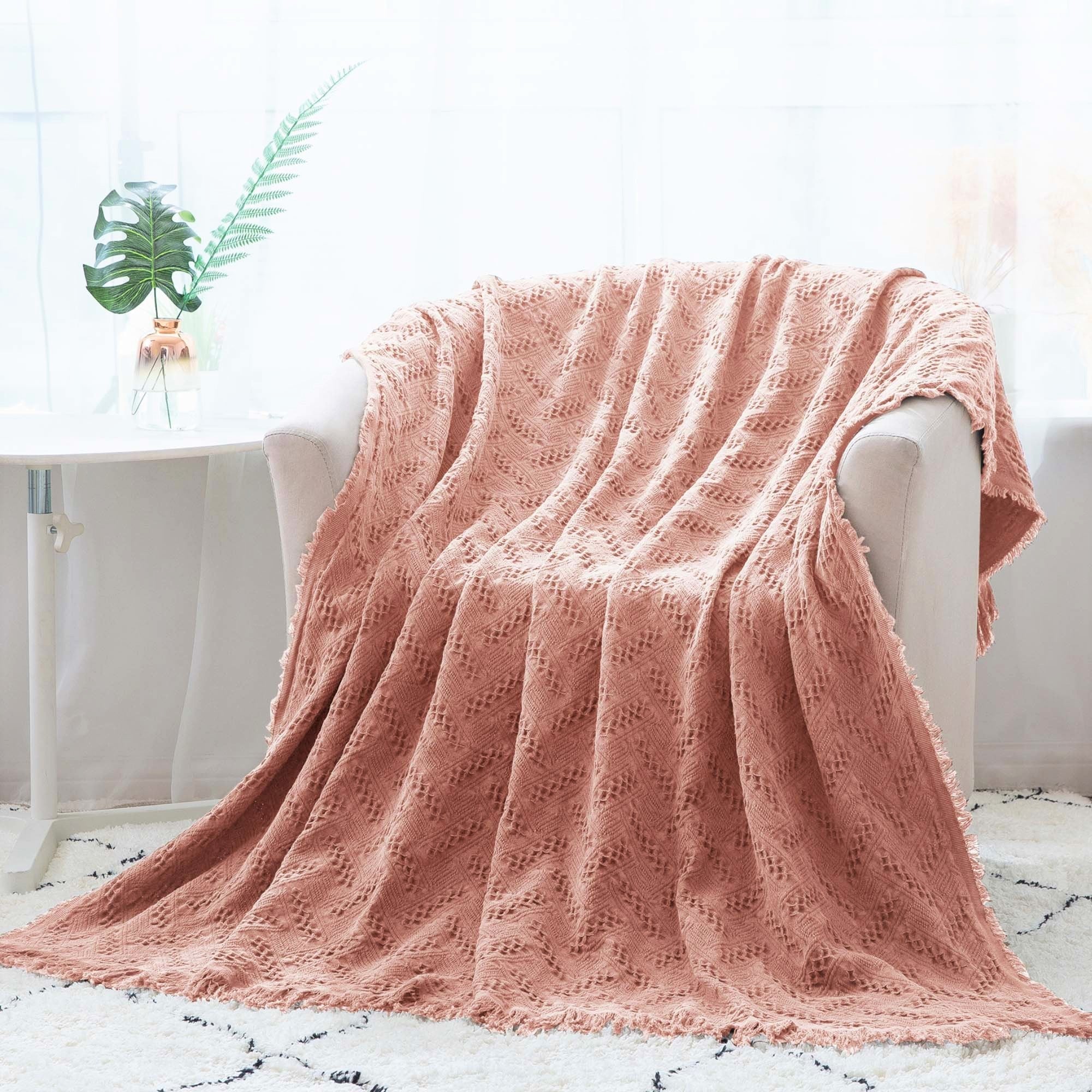 Kasentex 100% Cotton Soft Knitted Throw Blanket, Room Decor, Graduation Gifts, Fathers Day Gift, Mom Gift by Kasentex