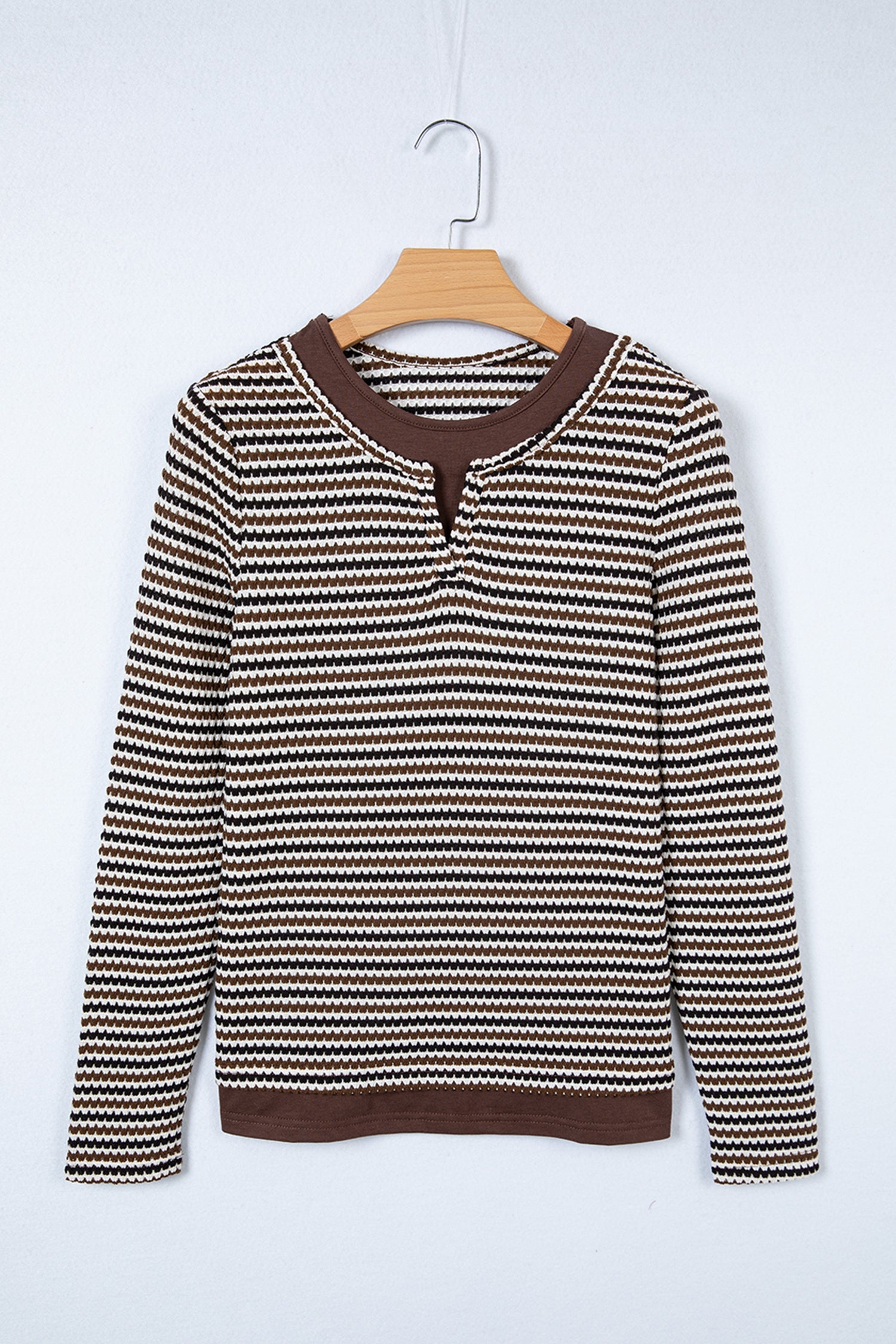Stripe Textured Knit Long Sleeve T-Shirt