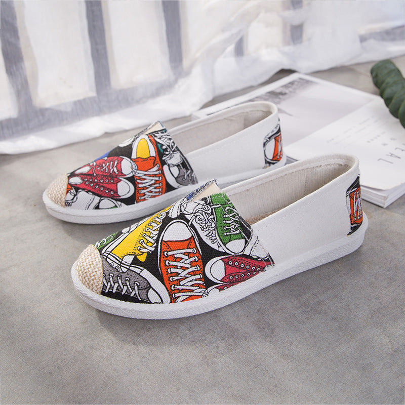 Women's Ethnic Print Canvas Slip-On Shoes | Lightweight Low-Top Flats by Sarah Express