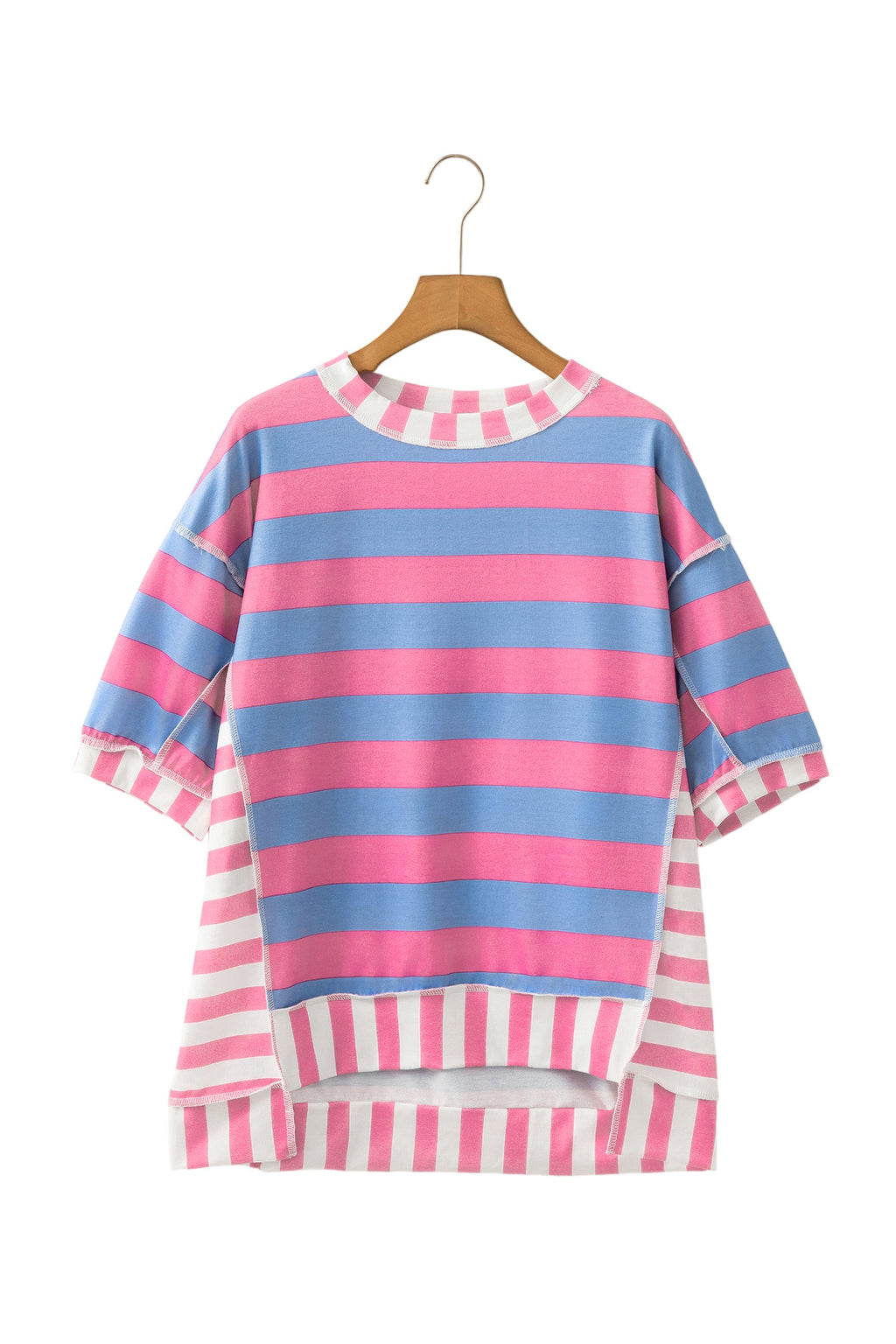 Stripe Patchwork Exposed Seam Oversized Top