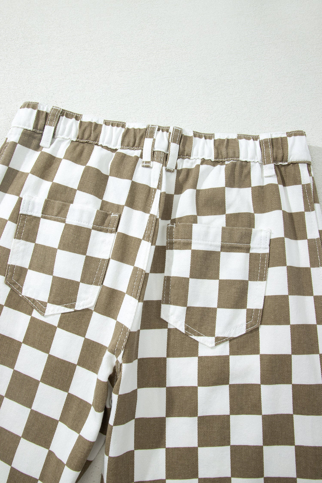 Checker Denim Barrel Leg Pants