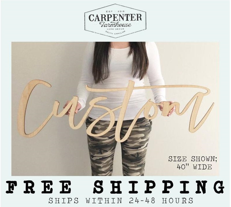 Personalized Custom Name Wood Sign in 27 Fonts by Carpenter Farmhouse
